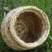 Handwoven Straw Bird Nest - Provides Warm And Cozy Shelter For Parrots, Pigeons And Other Birds - Light Grey - View 2