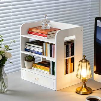 Caja de almacenamiento de escritorio de 3 niveles en blanco, organizador de suministros de oficina, soporte multiusos para archivos para el hogar y la oficina