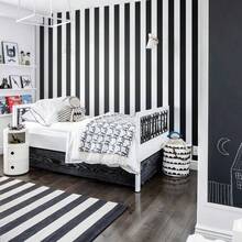 1 Roll Black & White Striped Removable Vinyl Wallpaper, Suitable For Kitchen Countertops, Furniture Renovation, Bedroom, Dorm, Home Decor, DIY Easy Installation, Peel And Stick Wallpaper, Size: 17.7" X 196.8"/118.1", Wall Paper, Room Decor, Wall Decor, Living Room Decor - Black and White - View 5