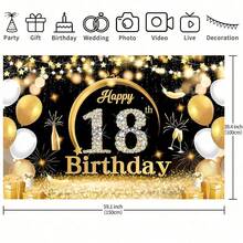 18岁生日黑金气球派对背景，18岁生日横幅配铂金气球和香槟设计，18岁生日蛋糕桌装饰，18岁生日海报，18岁生日拍照背景道具。18岁生日派对装饰。 - 彩色 - 查看 7