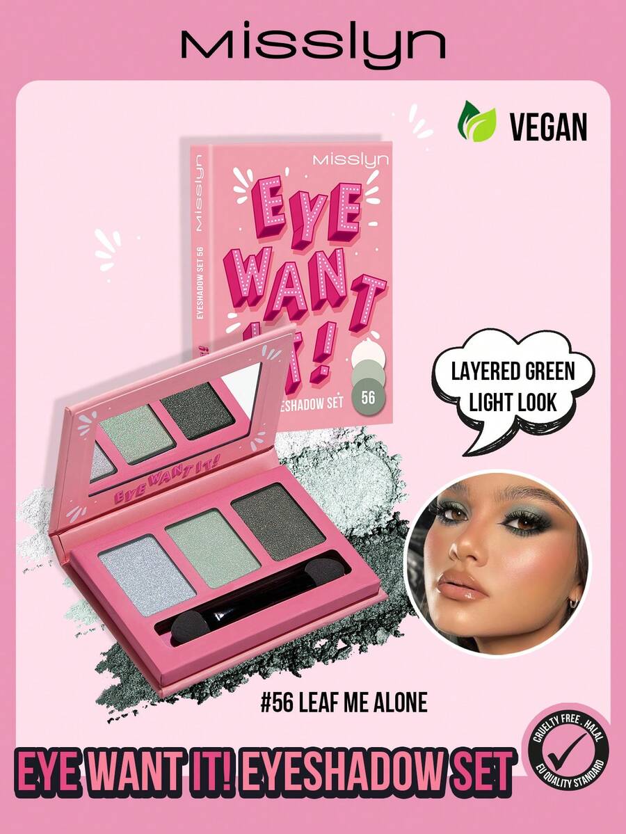 Misslyn Bảng phấn mắt EYE Want It 3 màu, kèm gương và cọ, có các hiệu ứng lì, ngọc trai và lấp lánh, độ lên màu cao, lâu trôi, dễ tán, chất phấn mềm mịn. Bảng phấn mắt EYE Want It 5 màu, chất phấn mềm mịn, tạo phong cách trang điểm Y2K, phù hợp cho các bữa tiệc, bãi biển, du lịch, kỳ nghỉ, cắm trại và các hoạt động ngoài trời.