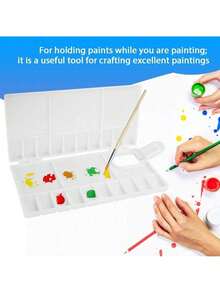 EstiloWalfront Gran Caja De Paleta Plegable, 24 Rejillas Plegables Artista Cuadrado Paleta De PláStico Bandeja De Pintura Caja De Acuarela Herramienta De Pintura Al óLeoVersióN Mejorada