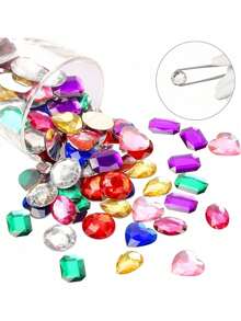 EstiloGemas de acrílico con forma redonda de corazón y estrella de 1 pulgada para manualidades y manualidades, para hacer disfraces, cosplay, caja de almacenamiento para fiestasVersión mejorada - 120 piezas en varios colores - Ver 4