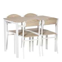 HOMCOM 5-Piece Dining Set, Table And 4 Chairs In Grey And White Wood-Effect MDF, For A Modern Dining Room. - Champagne - View 9