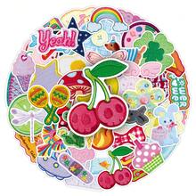 50pcs Minimalist Cartoon Cute Embroidered Fabric Graffiti Ins Style Fresh Desktop Glass Helmet Stickers - Multicolor - View 6