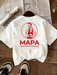 Women's MAPA Privacy Protection Graphic T-Shirt - Dual-Sided Print White & Red Spanish Slogan Design, Comfort-Fit Round Neck Short Sleeve Casual Top For Spring/Fall/Summer, Political Statement Apparel For Women's Rights & Affair Privacy Advocacy, Machine Washable Casual Attire With Medium Stretch Fabric, Relaxed Fit, And Bold Front/Back Print - Blanc - Voir 2