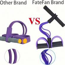 Multifunction Tension Rope, 6-Tube Elastic Yoga Pedal Puller Resistance Band, Natural Latex Tension Rope Fitness Equipment, For Abdomen/Waist/Arm/Leg Stretching - Purple - View 3