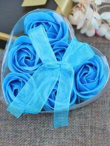 Caja de regalo con 6 rosas de jabón con forma de corazón, regalo creativo y pequeño, flor simulada para el Día de San Valentín - Multicolor - Ver 4