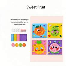4pcs Kids DIY Sewing Kit, Cartoon Animal Line Sewing Patterns, Simple DIY Project, Animals, Fruits, Learn Sewing Toys, Birthday Gift, Suitable For Boys And Girls - Multicolor - View 8