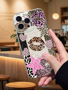 1PC Funda con estampado de leopardo con brillo dorado, estilo moderno y salvaje, diseño animal elegante, funda de TPU transparente, protección completa para lente, compatible con iPhone 17/16/15/14/13/12/11/Pro/ProMax, compatible con Galaxy A54/S24 Ultra/Plus, compatible con Moto/Galaxy/Redmi/Honor/OPPO - G transparente - Ver 3