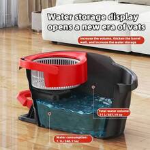 Foot Pedal Rotating Mop - Hands-Free Dual Drive Telescopic Rod 360° Rotating Mop Bucket Set - Suitable For Home, Kitchen, Bathroom And Office Cleaning - Comes With 3 Super Microfiber Mop Pads And Large Area Cleaning Function - Black and Red - View 5