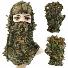 3D Leaf Camouflage Mask And Gloves Set, Suitable For Hunting, Disguise, Halloween - Maple Leaves - View 1
