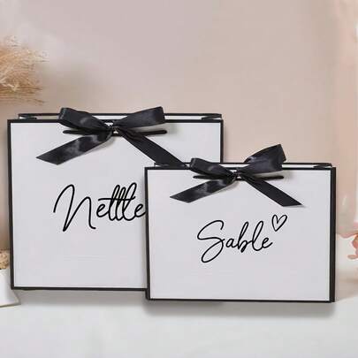 1pc Customized Fashion Wedding Gift Bag, Birthday, Anniversary, Memorial Gift Bag, Customizable Text, Essential Wedding Favor Bag, Stylish Minimalist Romantic Gift Bag, Gift For Family, Friends, Lover, Customized Gift Bag