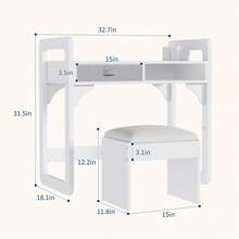 Juego de Escritorio y Silla de Estudio de Madera, con Cajones de Tela Espaciosos y Portalápices Integrado, Ideal para Estudio y Escritura Organizados - Blanco - Ver 2