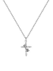 1pc 18K Gold Plated Stainless Steel Women's Delicate Crown Cross Necklace, Inlaid With Cubic Zirconia, Titanium Steel Choker, Love Gift, Religious Jewelry, Valentine's Day Gift For Her - Multicolor - View 14