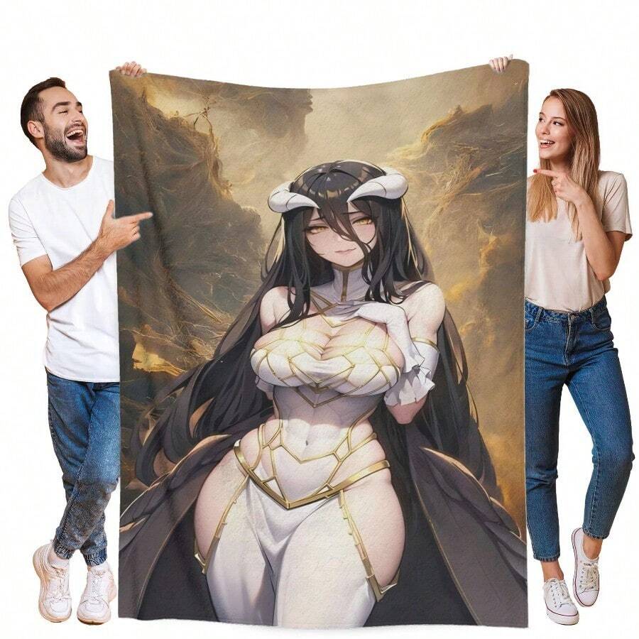 Overlord Albedo Anime Blanket - Soft Flannel All-Season Throw With Dark Fantasy Design, For Bed, Sofa, Camping, Travel - Perfect Gift For Anime Fans, Birthday, Christmas, Wedding - Cozy Home Decor For Overlord Manga Supporters, Anime Gifts, Camping Accessory, Dramatic Artwork, Comfortable Texture, Characterthemed Decor, Pop Culture Lovers, Sofa Cover, Stylish Decor, Highquality Material, Themed Accessory, Otaku Culture, Throw Blanket, Throw Blankets - Multicolor - View 1