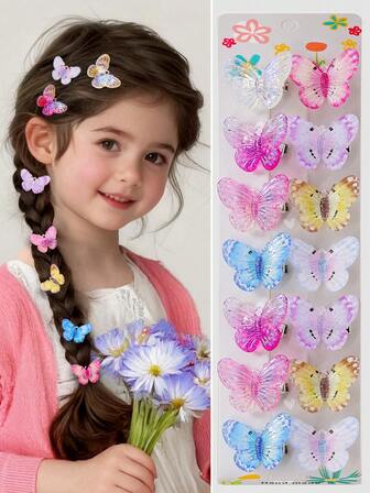 15 ชิ้น/ชุด กิ๊บติดผมรูปผีเสื้อ 3 มิติสีรุ้งหลากสีสันสำหรับเด็กผู้หญิง, กิ๊บติดผมหน้าม้าด้านข้างอเนกประสงค์, กิ๊บติดผมที่ไม่ทำลายเส้นผม, เหมาะสำหรับใช้ในชีวิตประจำวัน
