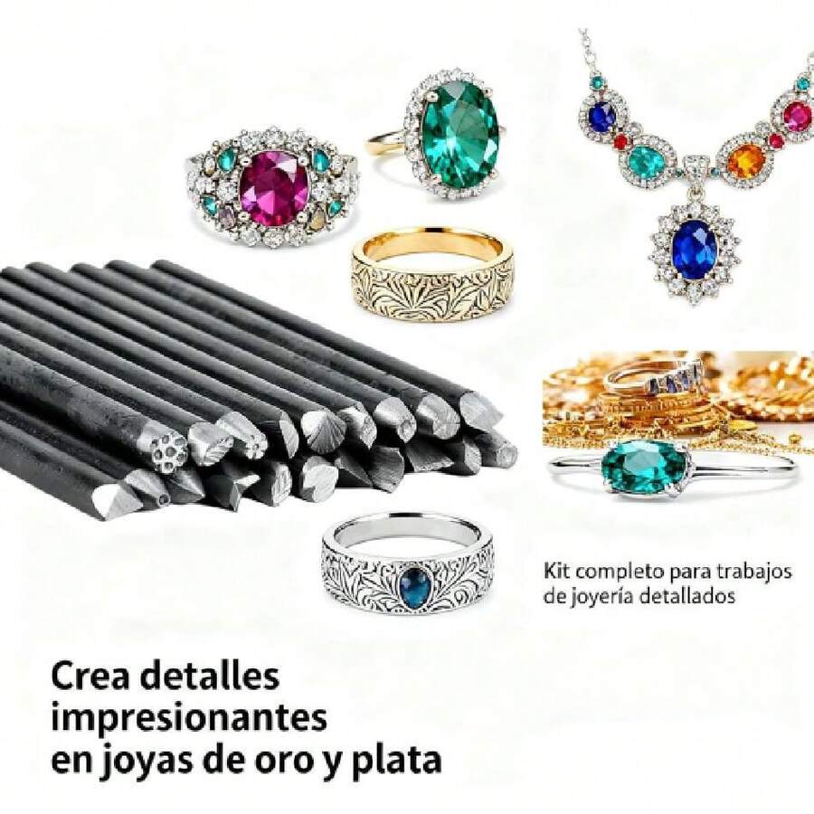 20 Cinceles de Yunque de Joyería de Metal, Sello Perforador de Joyería, Cinceles de Procesamiento de Joyería para Hacer Patrones de Joyería Tallada a Mano, Diferentes (20PCS),37268651 - Multicolor - Ver 1