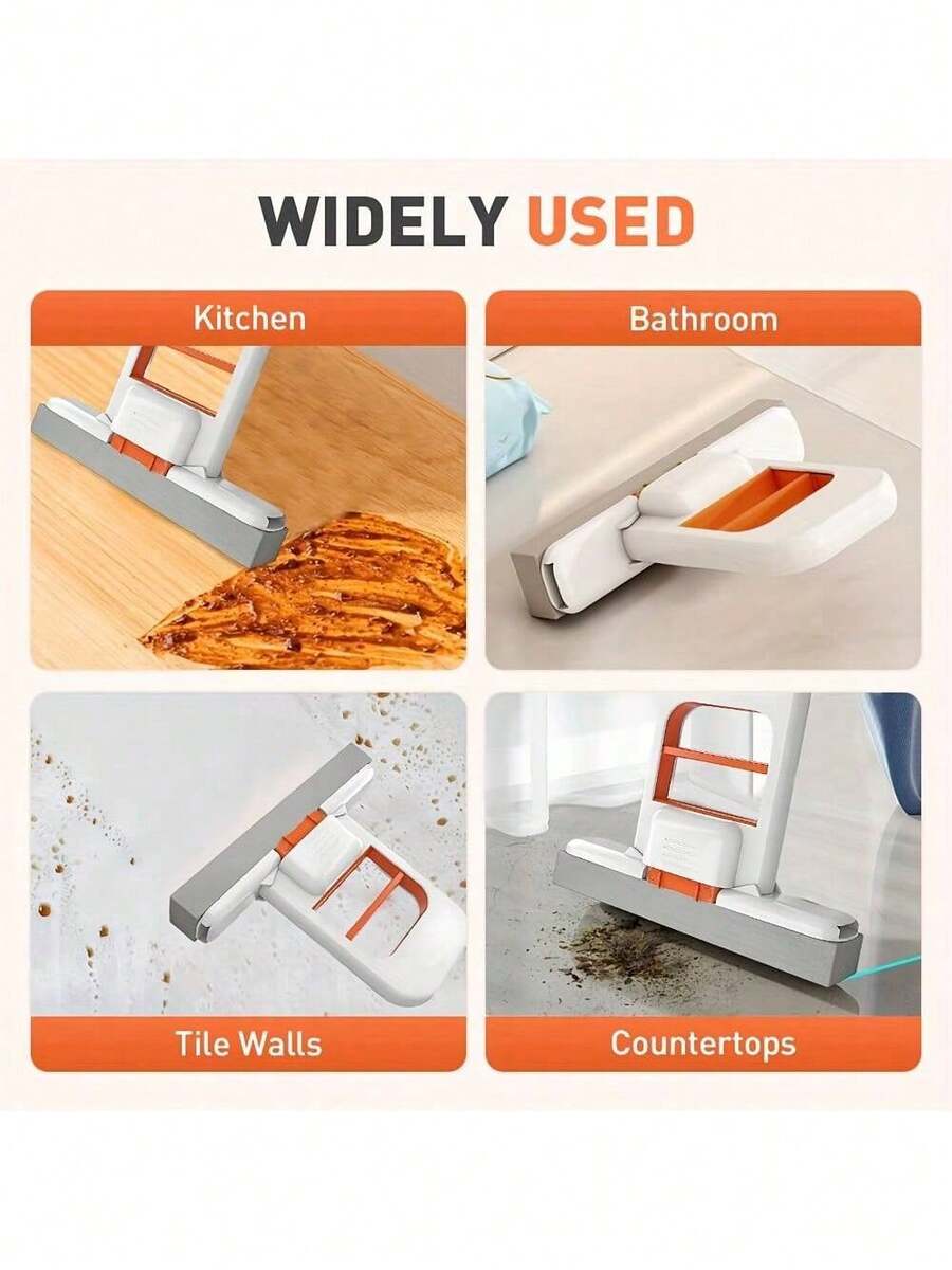 2025 Upgraded Model 1 Mini Handheld Lazy Mop, Household Kitchen Bathroom Water And Oil Stain Cleaning Mop, Hands-Free Sponge Mop, Foldable Storage, Compact Design, Easy To Clean - Trắng - 1 - Xem 1