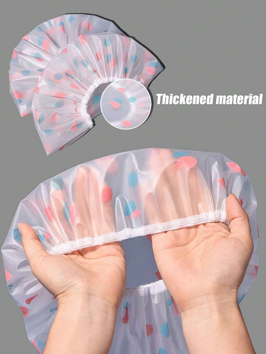 10/3 bucăți cască de duș impermeabilă reutilizabilă, cască de duș, cască de bucătărie rezistentă la ulei și praf, cască de duș pentru baie cu culoare aleatorie, cască pentru mască de păr, cască pentru vopsirea părului, cască de uscare, cască unsă, cască de duș reutilizabilă PEVA, cască de duș multifuncțională elastică impermeabilă cu imprimeu de cireșe, potrivită pentru salonul SPA pentru femei, cască de duș cu culoare aleatorie, accesorii pentru baie, cască de duș rezistentă la ulei pentru bucătărie, cască de duș pentru îngrijirea pielii, cască de duș elastică