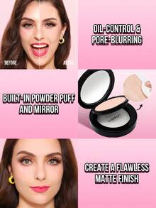 MISSLYN 轻盈控油定妆粉，哑光无瑕持久定妆粉，肌肤聚焦高遮瑕粉底，控油无瑕全覆盖轻盈粉饼，柔雾哑光，打造更光滑妆容