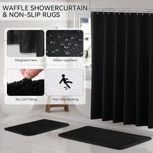 Black Bathroom SetBlack Bathroom Accories Set With Shower Curtain And Rugs Bath Towel Set Natural Loofah Sponge Soap Dispenser Toothbrush Holder Bathroom Tumbler And Tray For Bathroom - 黑色 - 查看 5