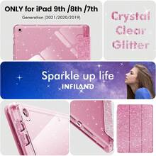 INFILAND For 9th/8th/7th Geration Case 2021/2020/2019 10.2 Inch, Glitter Slim Protective Cover With Clear Back, Pcil Holder For Kids Girls For 7/8/9 G, Pink.Holiday Phone Accessories. - Bạc - Xem 10