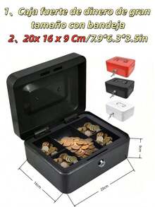 MEFENY Caja fuerte de dinero de gran tamaño con bandeja,caja fuerte,caja para dinero,2 llaves, cajón y cerradura, caja de segurida para oficina y negocios, caja de ahorro, material de metal,, Caja Registradora, Caja de Efectivo Portable para Guardar, caja con cerradura,Caja Registradora, Caja para Dinero de Negocio con Llaves,Caja Registradora de Segurida con,Caja Fuerte para Dinero Metálica con Cerradura y  Llaves ,Caja Dinero Fuerte Segurida,cash Box Metálica Mate Mediana,cajón y cerradura, caja de segurida para oficina y negocios, caja de ahorro, material de metal, caja con cerradura, regalo de regreso a la escuela, , decoración para festivales y Halloween, Caja de Efectivo Portable para Guardar Joyas, Relojes, Billetes, Monedas - Negro - Ver 2
