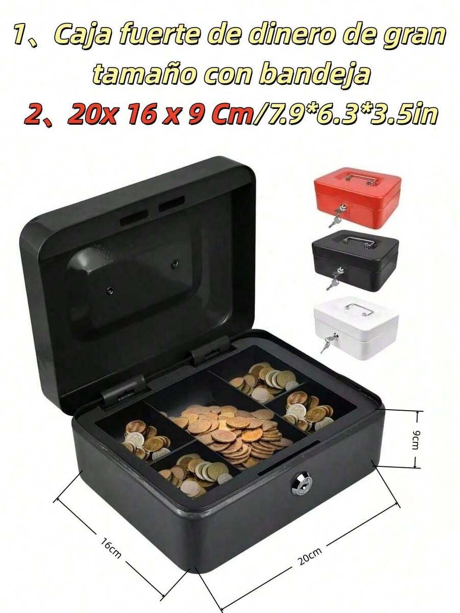 MEFENY Caja fuerte de dinero de gran tamaño con bandeja,caja fuerte,caja para dinero,2 llaves, cajón y cerradura, caja de segurida para oficina y negocios, caja de ahorro, material de metal,, Caja Registradora, Caja de Efectivo Portable para Guardar, caja con cerradura,Caja Registradora, Caja para Dinero de Negocio con Llaves,Caja Registradora de Segurida con,Caja Fuerte para Dinero Metálica con Cerradura y  Llaves ,Caja Dinero Fuerte Segurida,cash Box Metálica Mate Mediana,cajón y cerradura, caja de segurida para oficina y negocios, caja de ahorro, material de metal, caja con cerradura, regalo de regreso a la escuela, , decoración para festivales y Halloween, Caja de Efectivo Portable para Guardar Joyas, Relojes, Billetes, Monedas