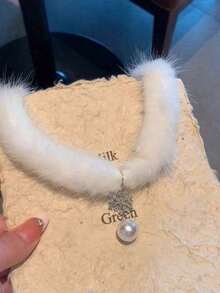 1pc Fashionable Fluffy Snowflake Christmas Neck Collar, Suitable For Women For Any Occasion - White - View 7