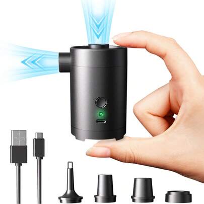 1个户外露营便携式无线两用电动气泵，可充气沙发、充气床、衣物/被子真空收纳袋、游泳池充气圈家用气泵