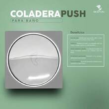 Coladera Push para Drenaje de Baño – Acero Inoxidable 15x15 cm, Antiolores y Antibloqueo, Rejilla de Desagüe con Tapa de Presión a Pie, Resistente y Fácil de Limpiar (Plateada),37268791 - Multicolor - Ver 2