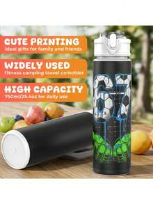 1 bình nước nhựa hình quả bóng đá 67cm, bình nước thể thao bằng nhựa in hình dễ thương, nắp bật, cốc nước nhựa tái sử dụng 25oz/750ml, bình đựng đồ uống du lịch nhẹ, chống rò rỉ, thích hợp làm quà tặng sinh nhật, Giáng sinh, Halloween, Lễ Tạ ơn. - Nhiều màu - Xem 5