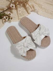 女士夏季度假波西米亚风厚底拖鞋 - 白色 - 查看 7