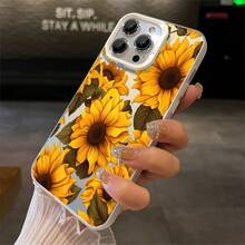 1pcs Sunflower Phone Case Compatible with Apple Phone 17ProMax 16 15 14 13 12 11ProMax Pro Xs Max XS X 7plus 8plus Silicone Shock Proof Vintage Girlish Style Cute Fashion Can Be Given To Friends Can Be Given To Family Members As Gifts - Plateado - Ver 5