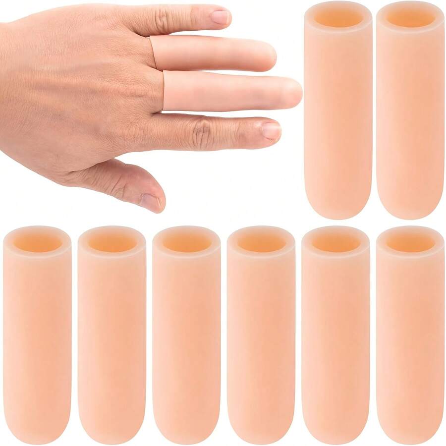 8 件装凝胶拇指和手指保护套 - 高强度硅胶套，适用于高尔夫、篮球、足球、手指裂纹和水泡 - 可重复使用，机洗 - 彩色 - 查看 1