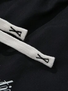 High Street Black & White Contrast Rhinestone Letter Sweatpants, Loose Fit Wide Leg Pants, American Street Hip Hop Casual Sports Trousers - Black - View 5