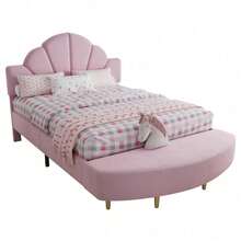 Kids Bed Frames, Headboards & Footboards - Pink + Velvet + 140cm*200cm - View 11