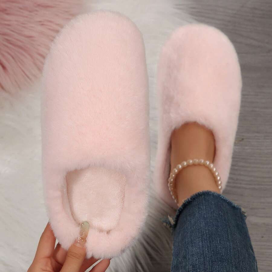 Womens Slippers Warm Fuzzy Fluffy Bedroom Slippers Fall Winter Shoes Cotton Fuzzy Slippers Soft Plush Memory Foam Slippers Ladies House Shoes Indoor House - 粉色 - 查看 1