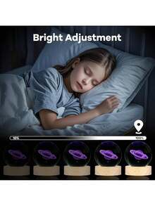 Estilo2Pcs Bola Cristal 3d,3D Luz Nocturna de Bola Lámpara de Sistema Solar y Saturno,Con Base De bola de cristal luz de noche,Decorar La Habitación,Navidad,regalos espaciales para niños.Versión mejorada - Multicolor - Ver 9