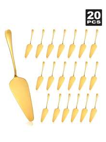 1/5/10/20PCS Stainless Steel Cake Server Triangular Spade Spatula Serrated Edge For Pizza Cake Baking - Gold - View 1