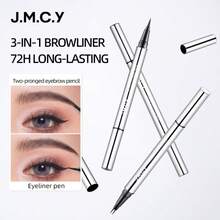 J.M.C.Y 防水、防汗、持久眉笔，打造自然野性眉形，兼具眼线和发际线功能 - GRAY BROWN (EYEBROW PENCIL)+ BLACK (EYELINER) - 查看 2
