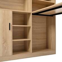 Computer Desk, Shelf Desk, Cabinet Desk, Work Desk, Cabinet Desk, Natural Wood, 120cm - Natural Color - View 10