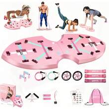 Unisex Portable Home Fitness System: Push-Up Board, Pilates Bar, And 20 Pieces Of Fitness Accessories With Resistance Bands And Ab Roller, Professional Strength Training Equipment - Pink - View 1