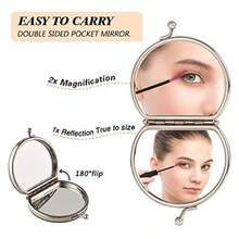 Espejo de mano de doble cara 2 espejos de aumento para mujer - Granate - Ver 8