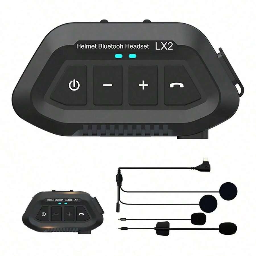 Bluetooth para Motocicleta con Micrófono,con Bluetooth 5.0 y protección IP67 contra el agua, de color negro, con larga duración de batería y cancelación de ruido, capaz de conectarse simultáneamente a dos dispositivos móviles y adecuado para varios tipos de cascos - A - Ver 1