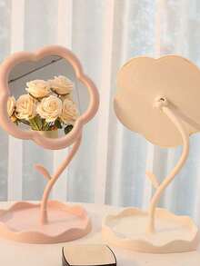 1pc Sunflower Shaped Makeup Mirror, Cute Vanity Desk Mirror For Students Dorm, Girls Beauty Makeup Mirror - Multicolor - View 10