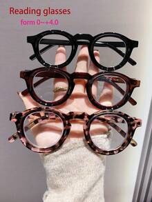 1 pièce de lunettes de lecture rondes pour dames, monture imprimée léopard , verres transparents pour lunettes de lecture pour personnes âgées, décoration élégante de +1,0 à +4,0, convient pour la lecture quotidienne, la couture, les affaires, le bureau et le port quotidien pour les hommes et les femmes. - transparent - Voir 1