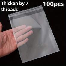 50个/100个随机透明自粘OPP袋，耐用玻璃纸袋，透明小塑料袋，迷你礼品包装袋，适用于珠宝、糖果、卡片等。 - 無色 - 查看 2