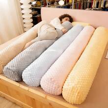 女士长腿毛绒枕，孕妇侧睡圆柱枕，可拆卸可水洗记忆棉圆枕，缓解颈椎疼痛，圆柱枕，可拆卸枕套，睡眠颈枕，天鹅绒波点生日/节日礼物 - 灰色 - 查看 1